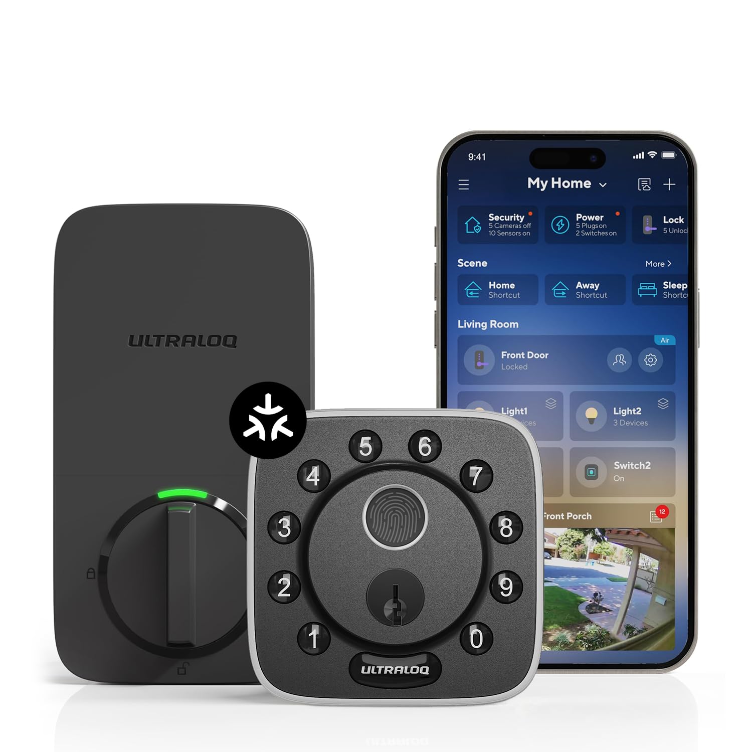 ULTRALOQ Bolt Fingerprint Matter Smart Lock, Fingerprint Keyless Entry Door Lock Deadbolt, Works with Apple Home, Alexa, Google, SmartThings, IFTTT, Built in Matter Over Thread, 12 Months Battery