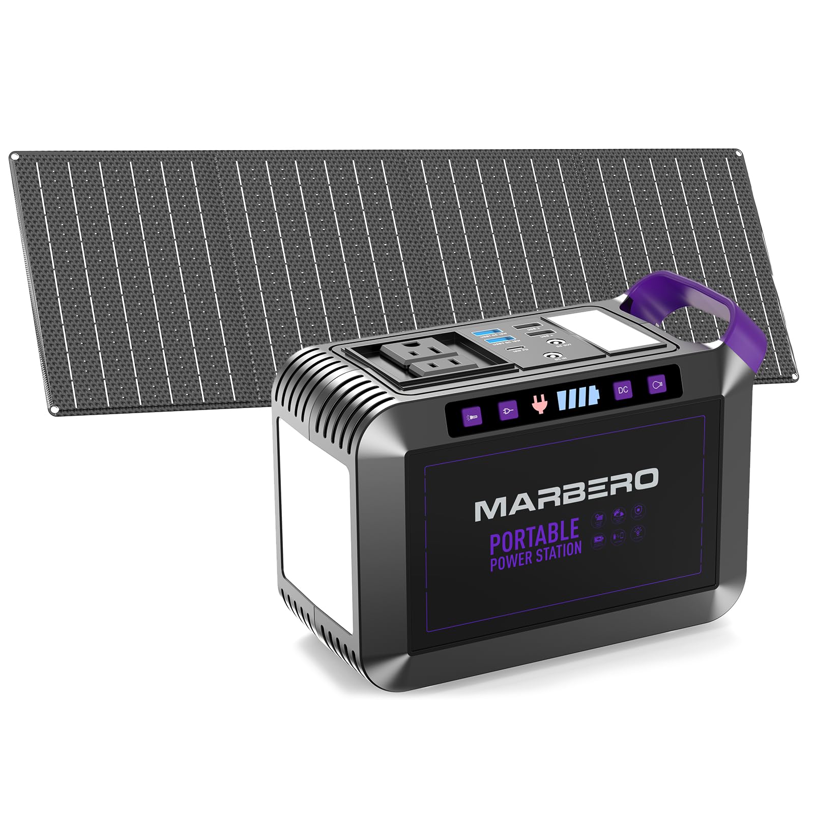 MARBERO 172Wh Solar Generator with 40W Solar Panel, Portable Power Station 200W, Camping, Outdoor, Hiking, Fishing, Emergency