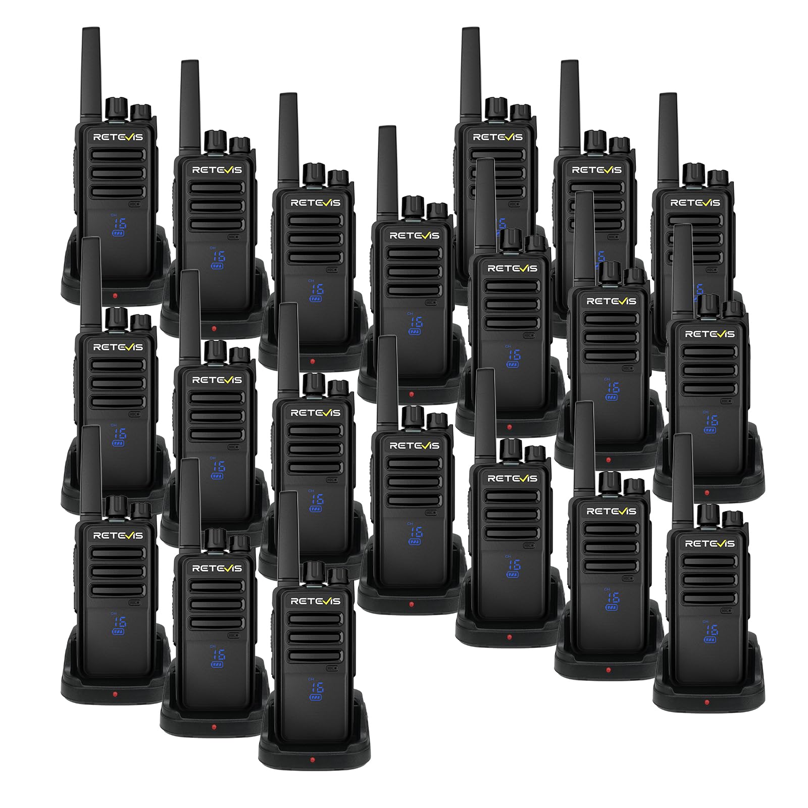 Retevis RT68H Long Range Walkie Talkies,Two Way Radio Rechargeable,Visualization,Ease of use,Hidden LED Display,Keylock,VOX,Heavy Duty 2 Way Radios for Adults for School Plant Healthcare(20 Pack)