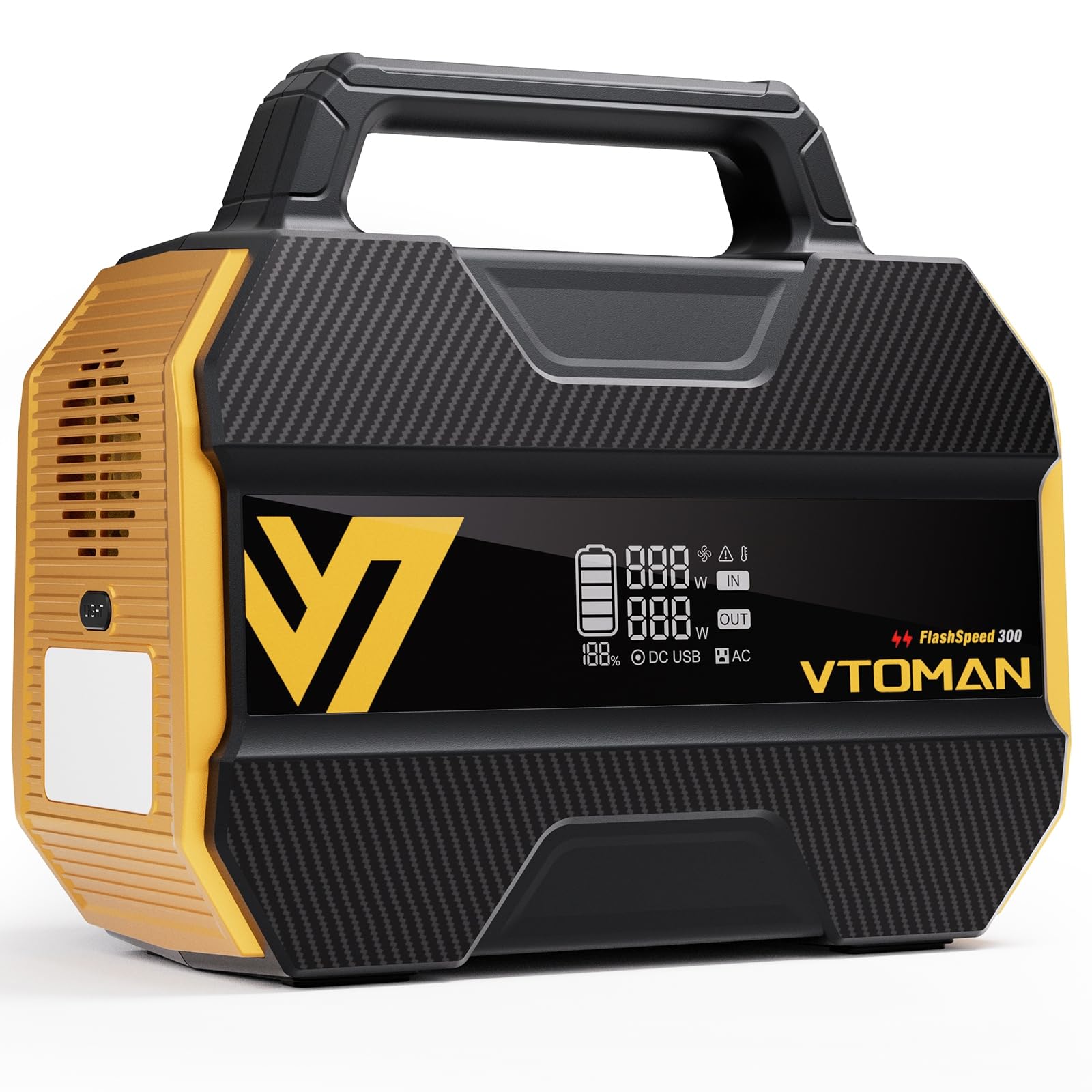VTOMAN FlashSpeed 300 Portable Power Station 70000mAh, Only 7.4lbs with 7 Outlets, LiFePO4 Generator with Up to 600W AC Outlet, 12V/24V DC Input Adapt RV/Van, PD 100W Type-C for Power Outage, Camping