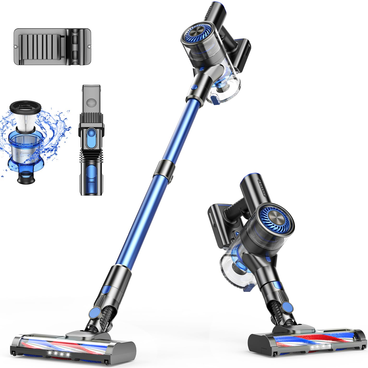 MBTTODF Cordless Vacuum Cleaner, 80000 RPM High-Speed Brushless Motor Powerful Vacuum Cleaners for Home, Up to 40 Mins Runtime, Stick Vacuum with 4* LED & Rechargeable 2600 mAh Battery