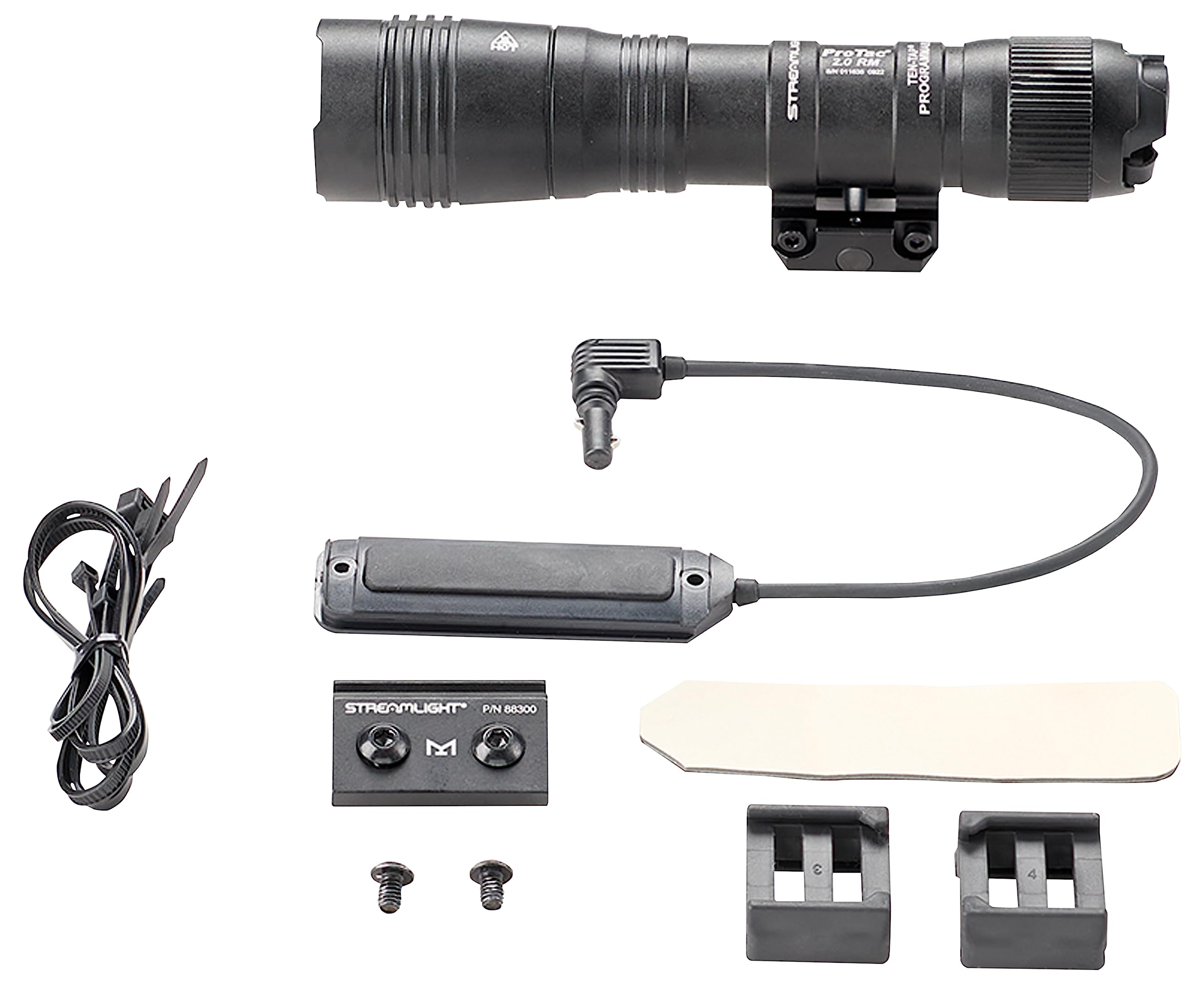 Streamlight 89009 ProTac 2.0 2000-Lumen Rail Mount High Lumen Tactical Rechargeable Long Weapon-Mounted Flashlight with Straight Pressure Switch, SL-B50 Battery Pack and USB-C Cord, Black