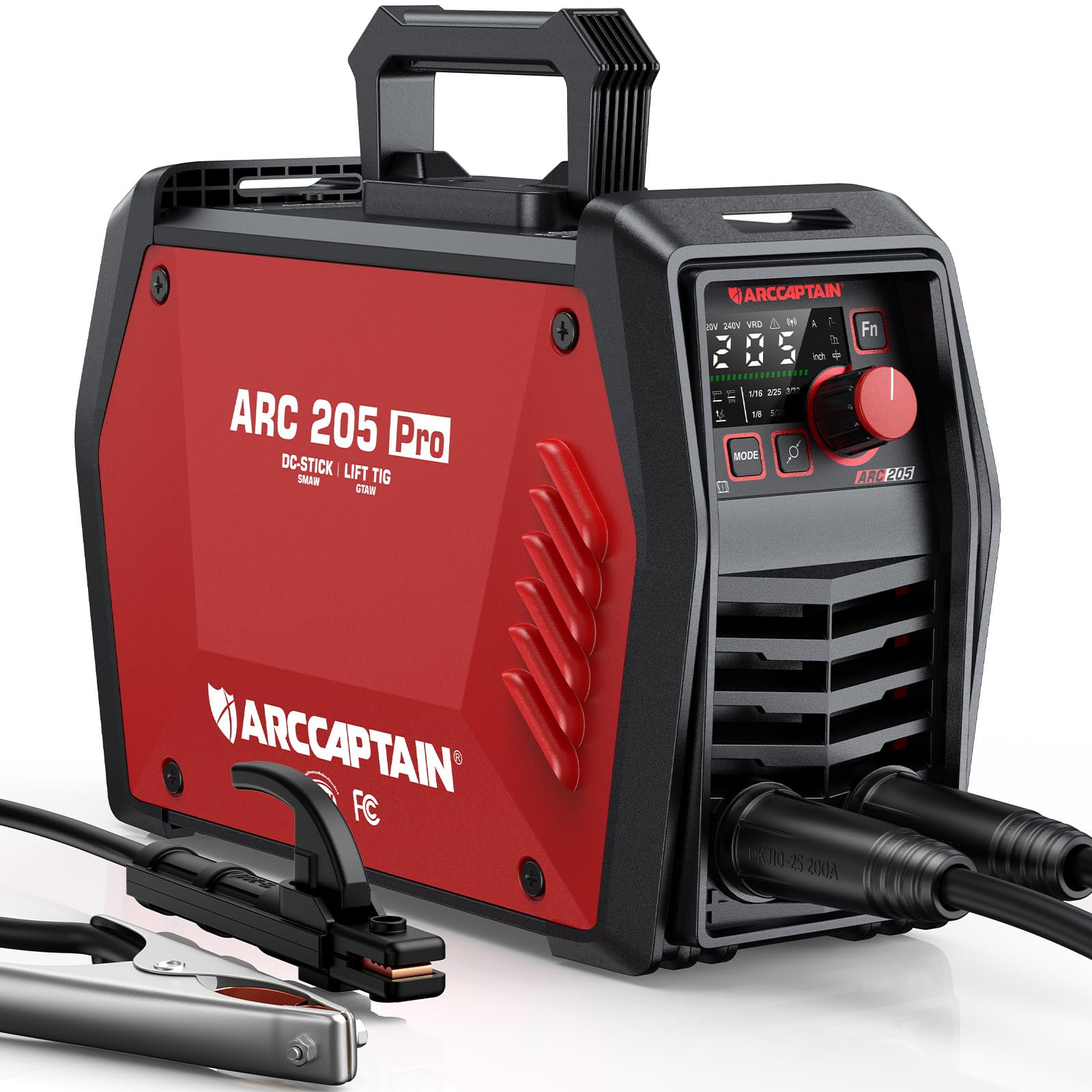 ARCCAPTAIN iControl ARC205 Pro Stick Welder, [APP Control] 205Amp ARC/Lift TIG Welding Machine, Large LED Display, IGBT Inverter 110V/220V MMA Welder with Hot Start, Arc force, and Anti-Stick