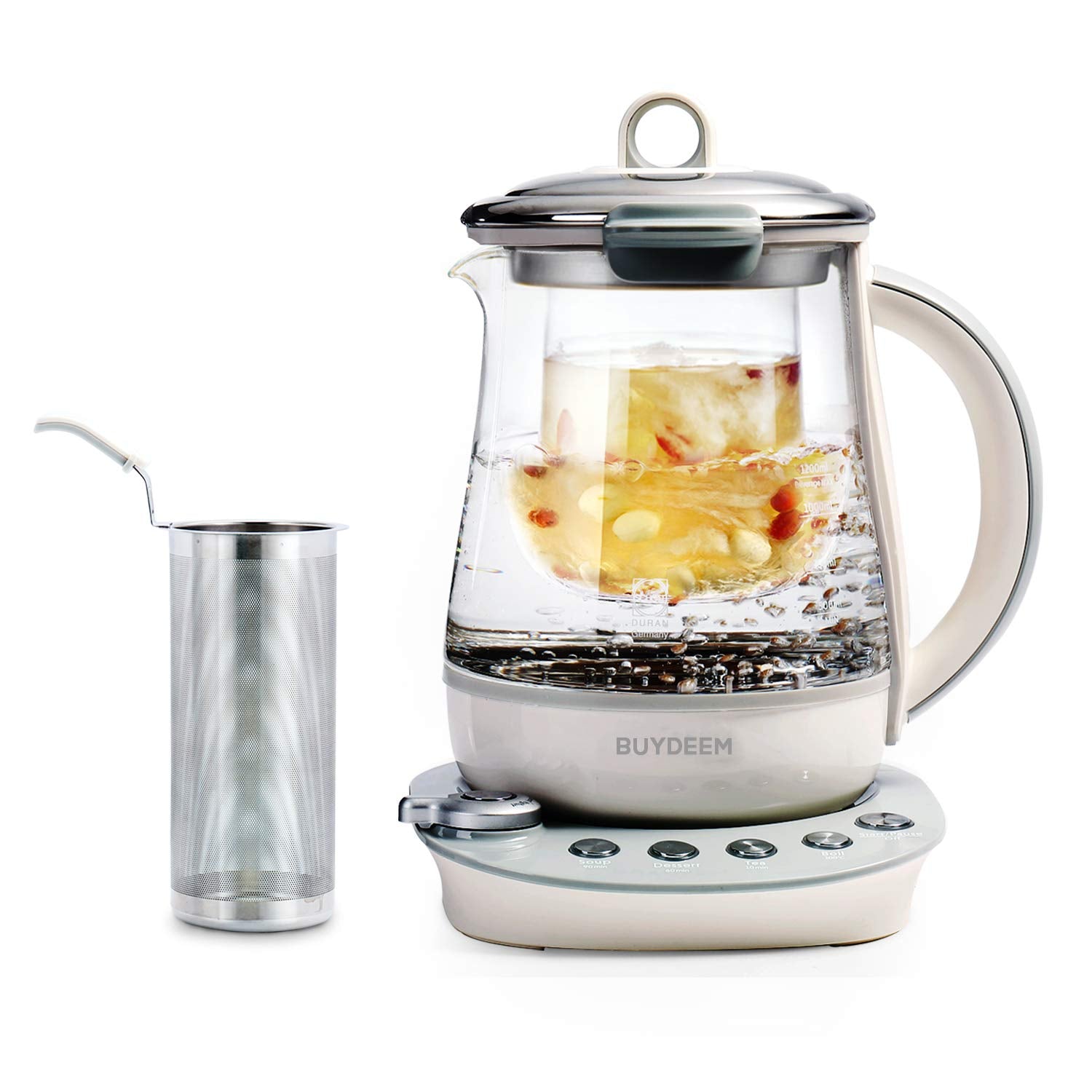 BUYDEEM K2683 Health-Care Beverage Tea Maker and Kettle, 9-in-1 Programmable Brew Cooker Master, 1.5 L, Spruce Blue
