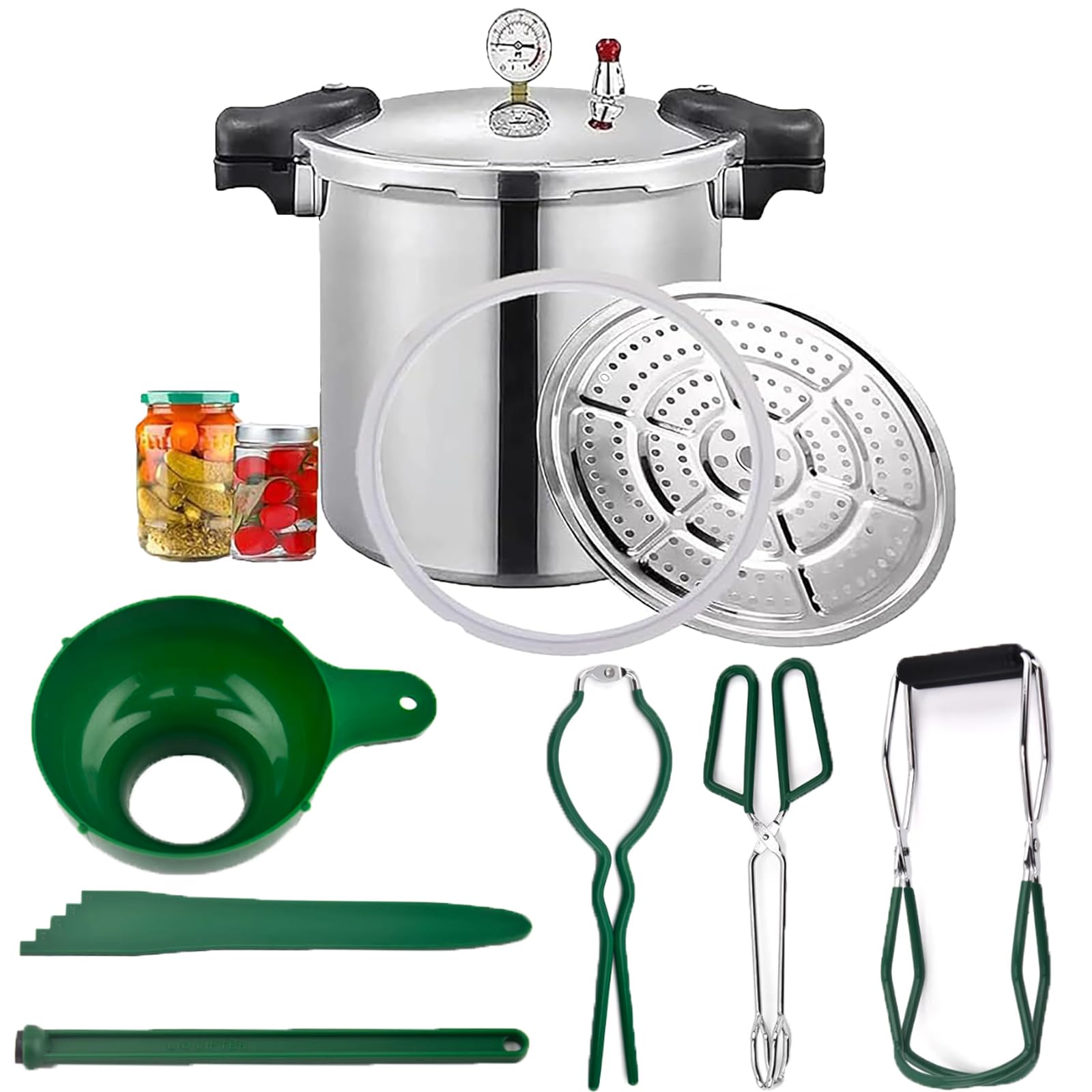 25 Quart Pressure Canner Cooker & all american pressure canners for canning & water bath canner | Pressure Gauge & Pressure Regulator | Induction Compatible & Pressure release 13 PSI (+/- 5%)