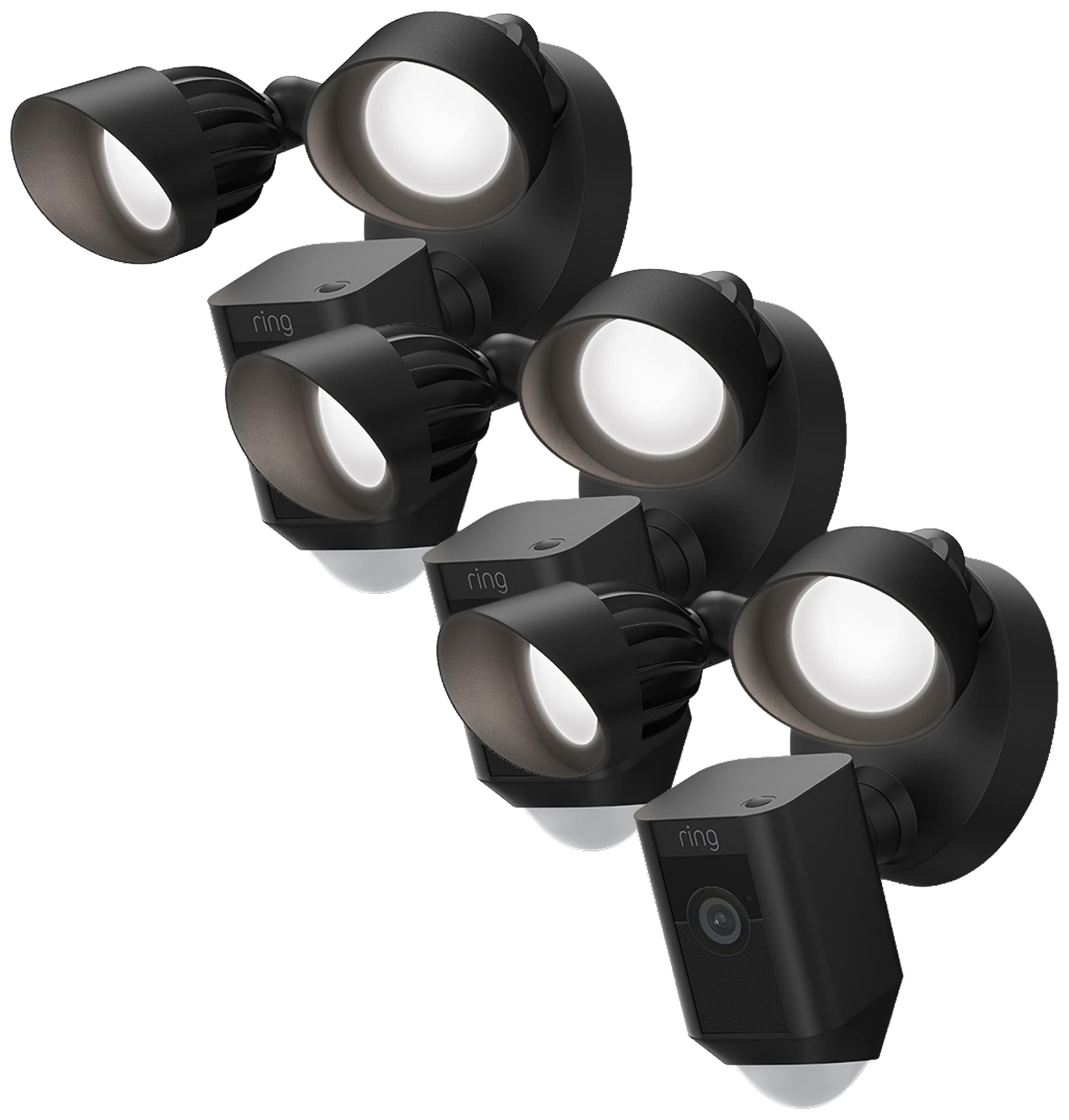 Ring Floodlight Cam Wired Plus with motion-activated 1080p HD video (2021 release) | 3-pack, Black