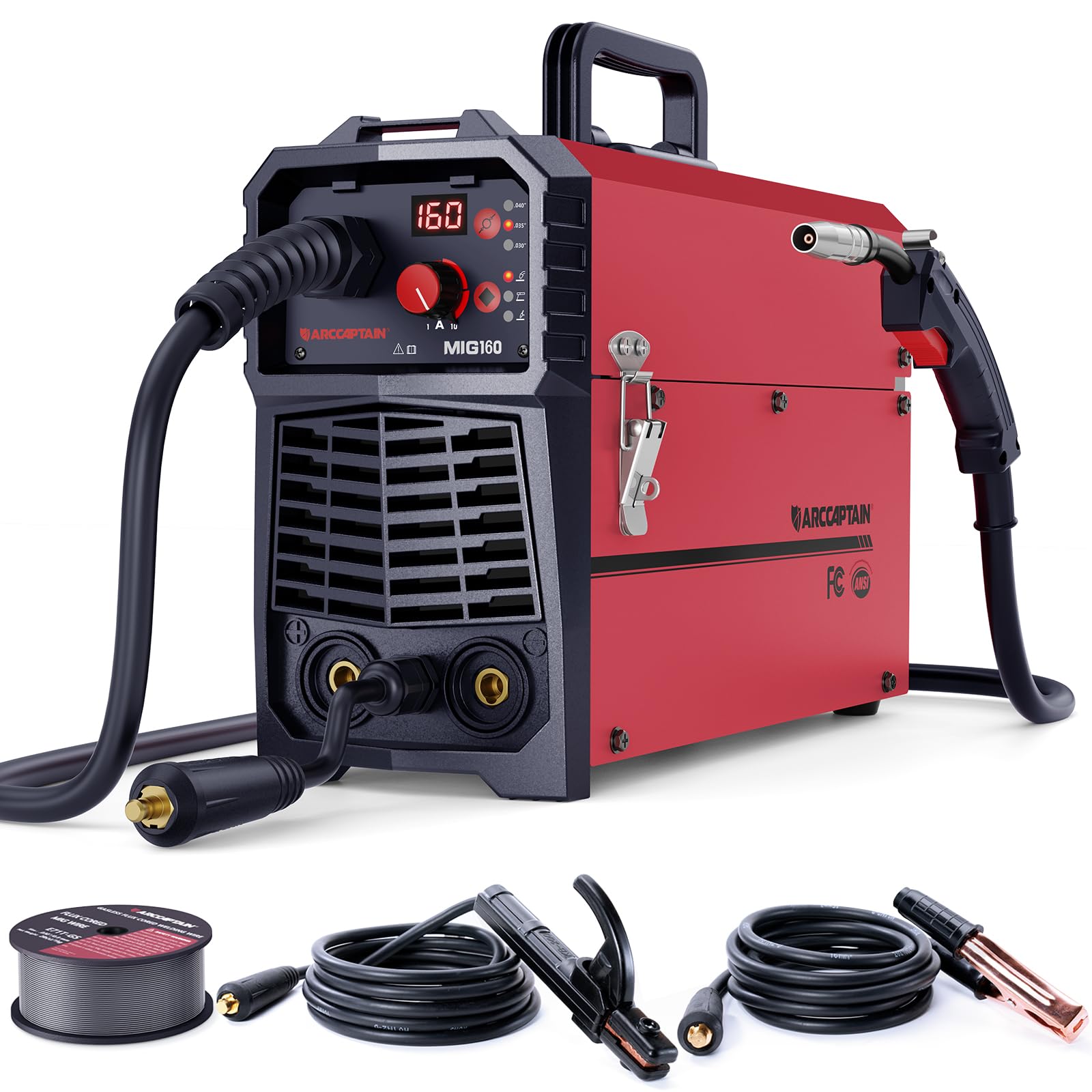 ARCCAPTAIN 160A MIG Welder 110V 220V 4 in 1 Welding Machine Gas MIG, Gasless MIG Flux Core Welder, Lift TIG, MMA Stick Welder, Welder Machine with Synergy for Beginner IGBT Inverter Portable Welder