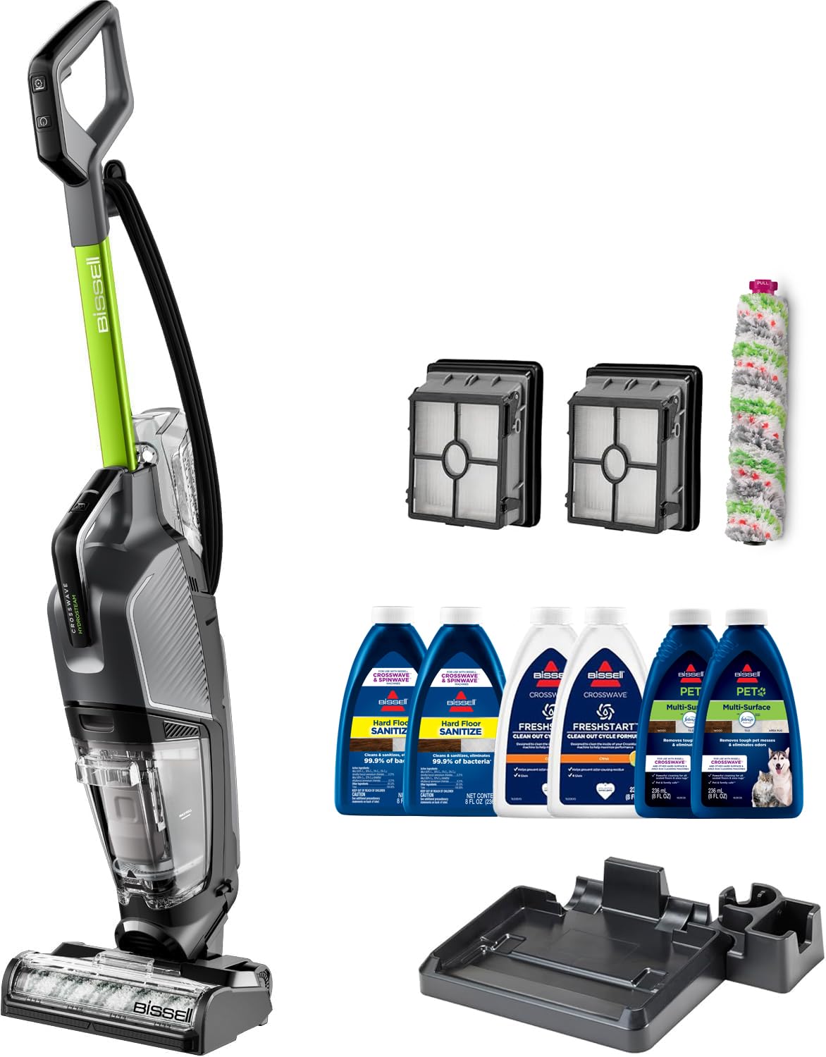 BISSELL® CrossWave® HydroSteam™ Deluxe Wet Dry Vac, Multi-Purpose Vacuum, Wash, and Steam, Formula Included, Green, 3515G