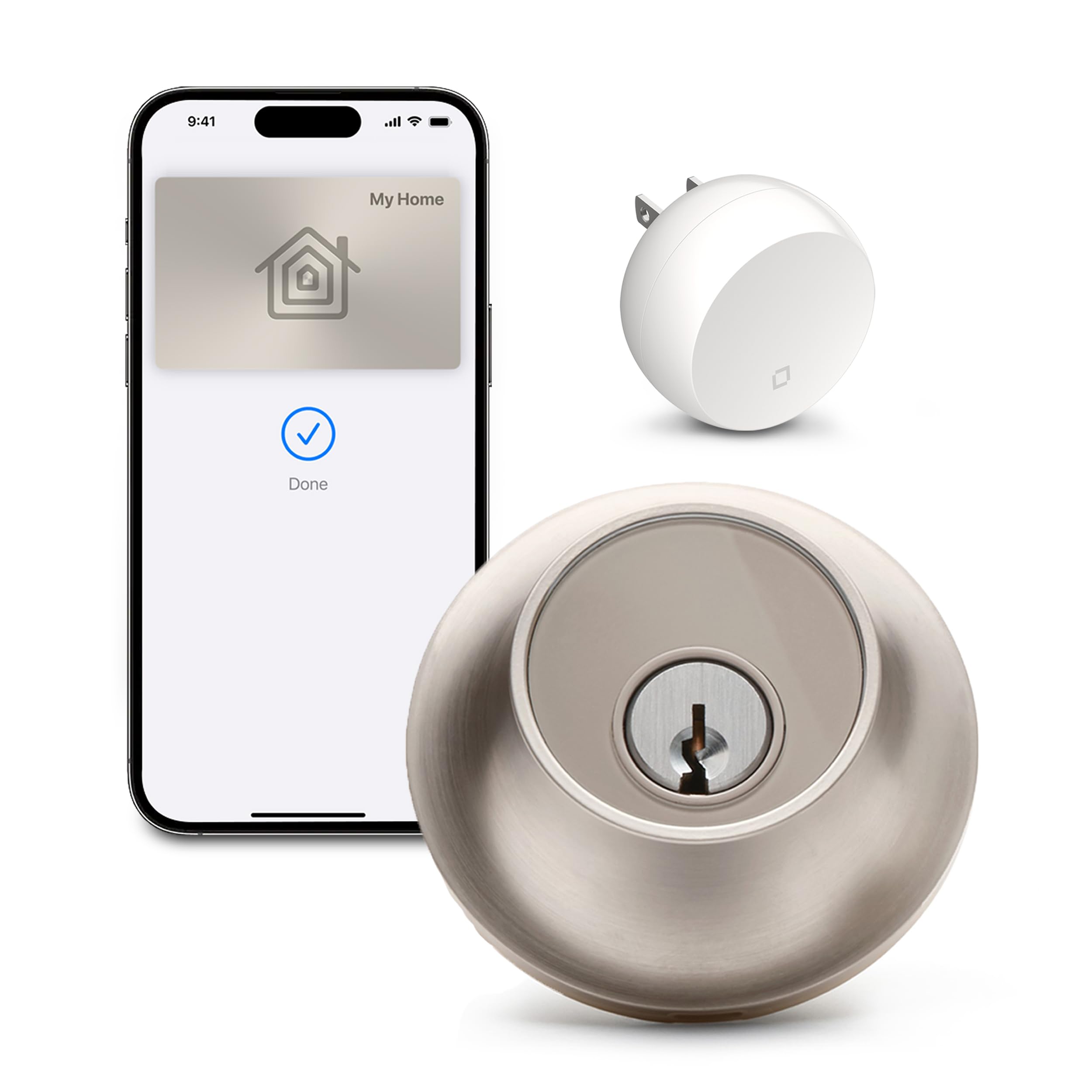 Level Lock+ WiFi Deadbolt Smart Lock - World's Smallest Smart Lock Plus Apple Home Key - Lock/Unlock Anywhere - Level App for iOS & Android - Works with Apple Home, Alexa, GoogleHome (Satin Nickel)
