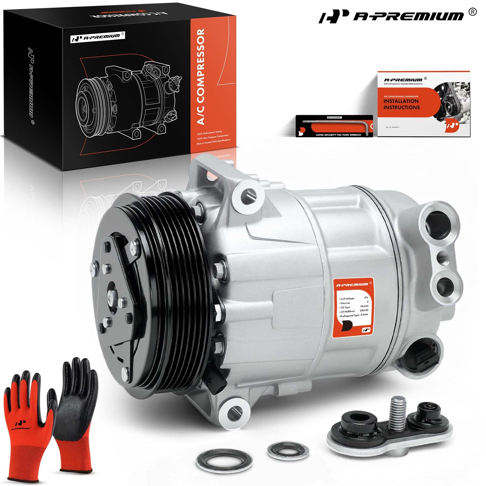 A-Premium Air Conditioner AC Compressor with Clutch Compatible with Maserati Ghibli 3.0L 2014-2019