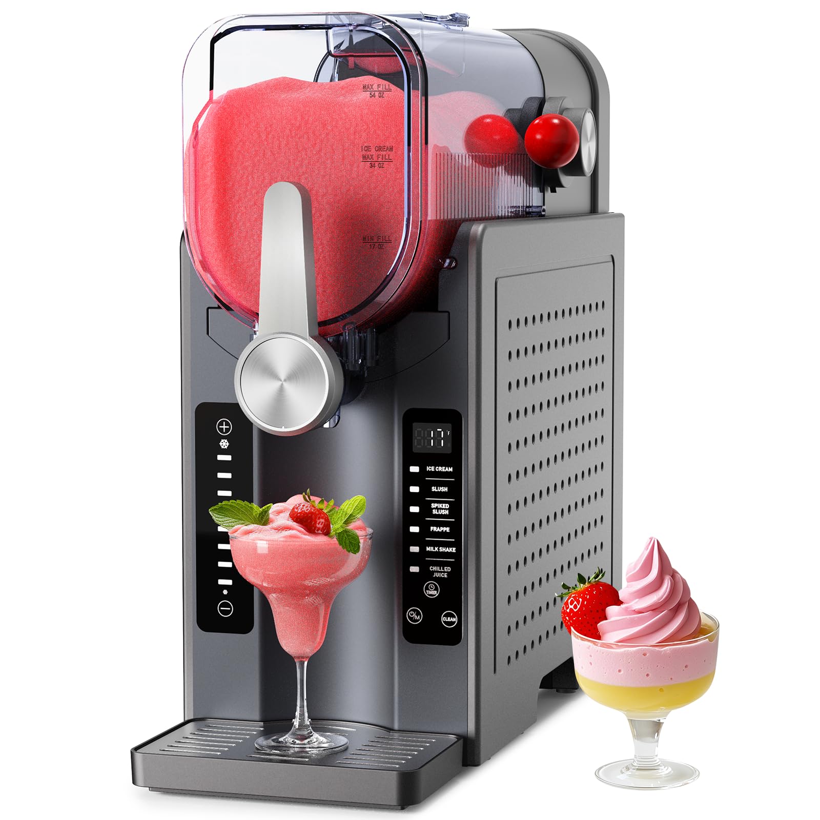 Slushie Machine - Professional Frozen Drink Maker No Ice Needed- 70 oz Slushy Machine for Home with LED Display - One-Touch Reservation & 6 Pre-set Programs for Frozen Margaritas, Frappés & Ice Cream
