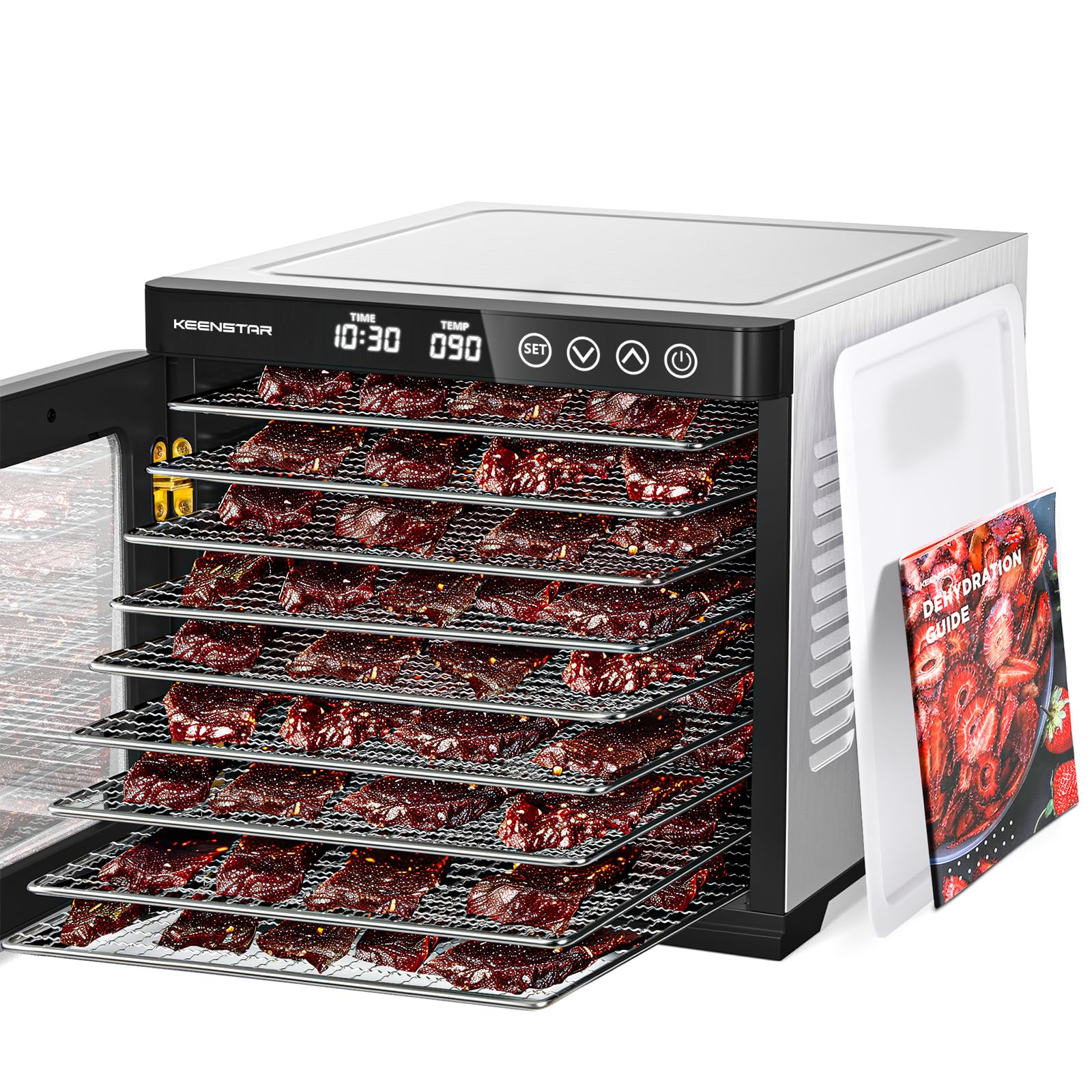KEENSTAR Food Dehydrator Machine, 9 Stainless Steel Trays Jerky Dryer with Digital Adjustable Timer & Temperature Control, Dryer Machine for Dog Treats, Herb, Veggies, Meat, Fruit