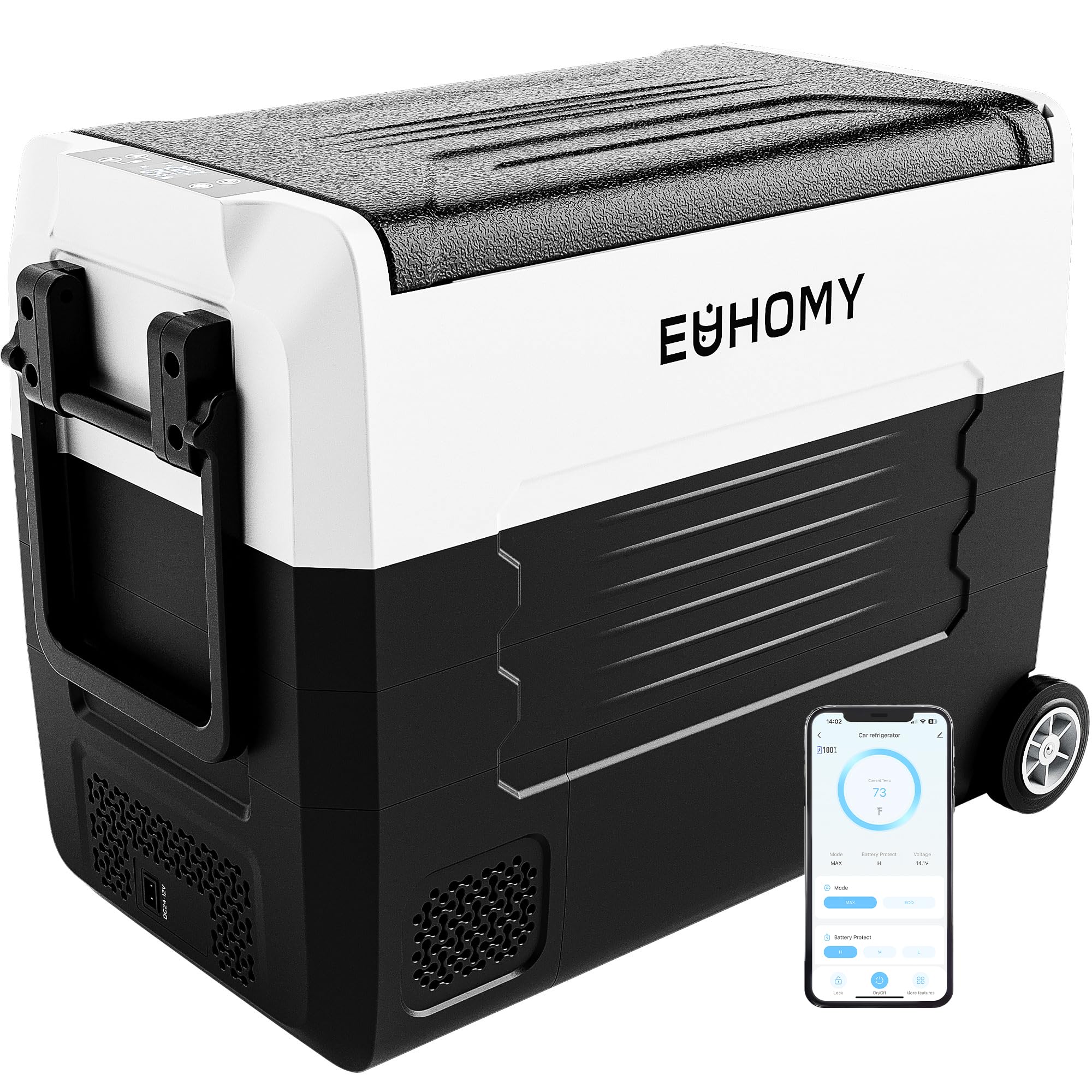 EUHOMY 12 Volt Refrigerator, 58QT(55L) 12V Fridge, Electric Cooler 12/24V DC 120-240V AC -4℉~68℉, 12V Freezer Removable Divider, Car Fridge For Camping, RV, Travel, Fishing, Outdoor
