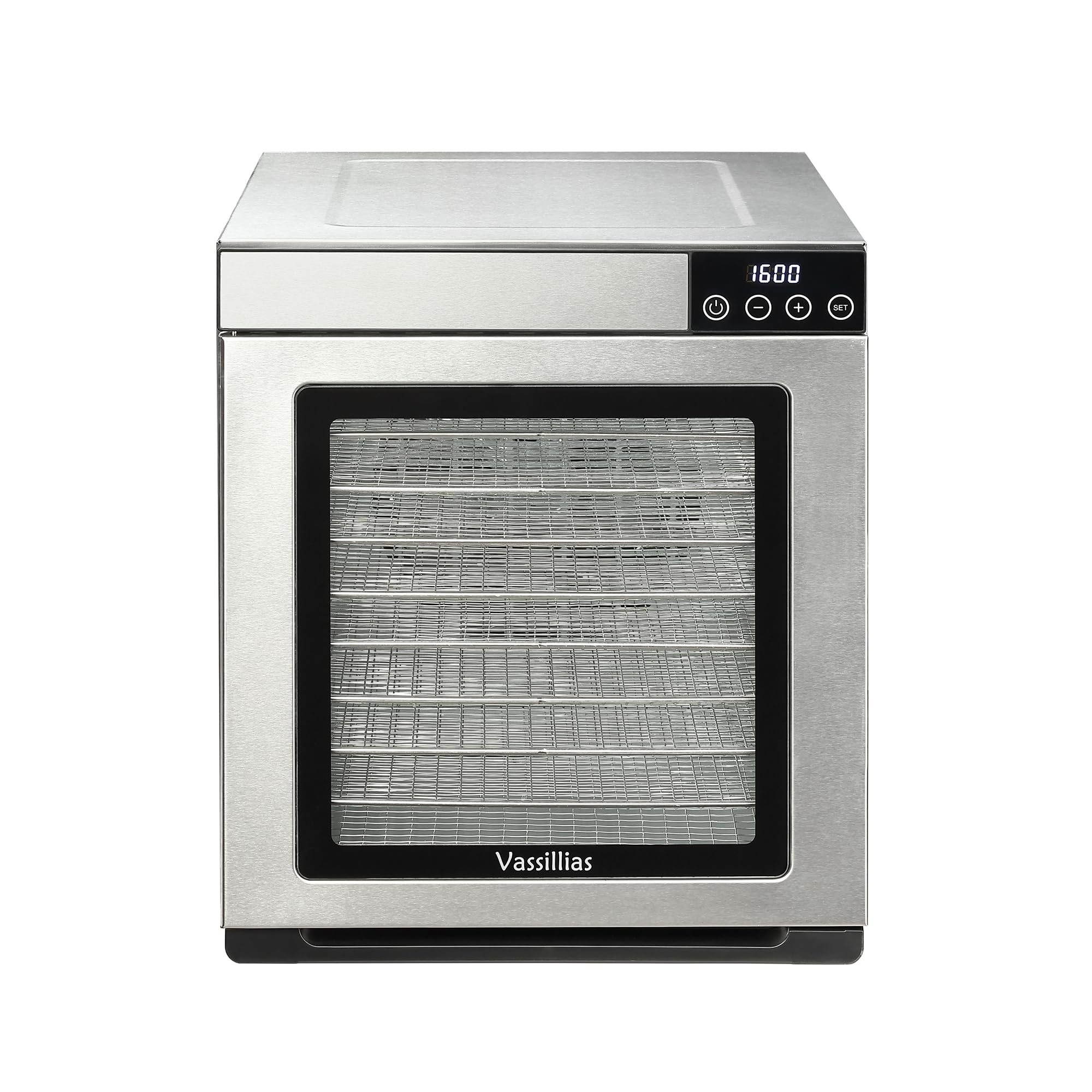 Large Food Dehydrator for Jerky - 10 Stainless Steel Trays, Digital Adjustable Timer, 800W, 176°F, Temperature Control for Jerky, Herb, Fruit and Pet Treats, Model 1015YJ, 2 Year Warranty, Silver