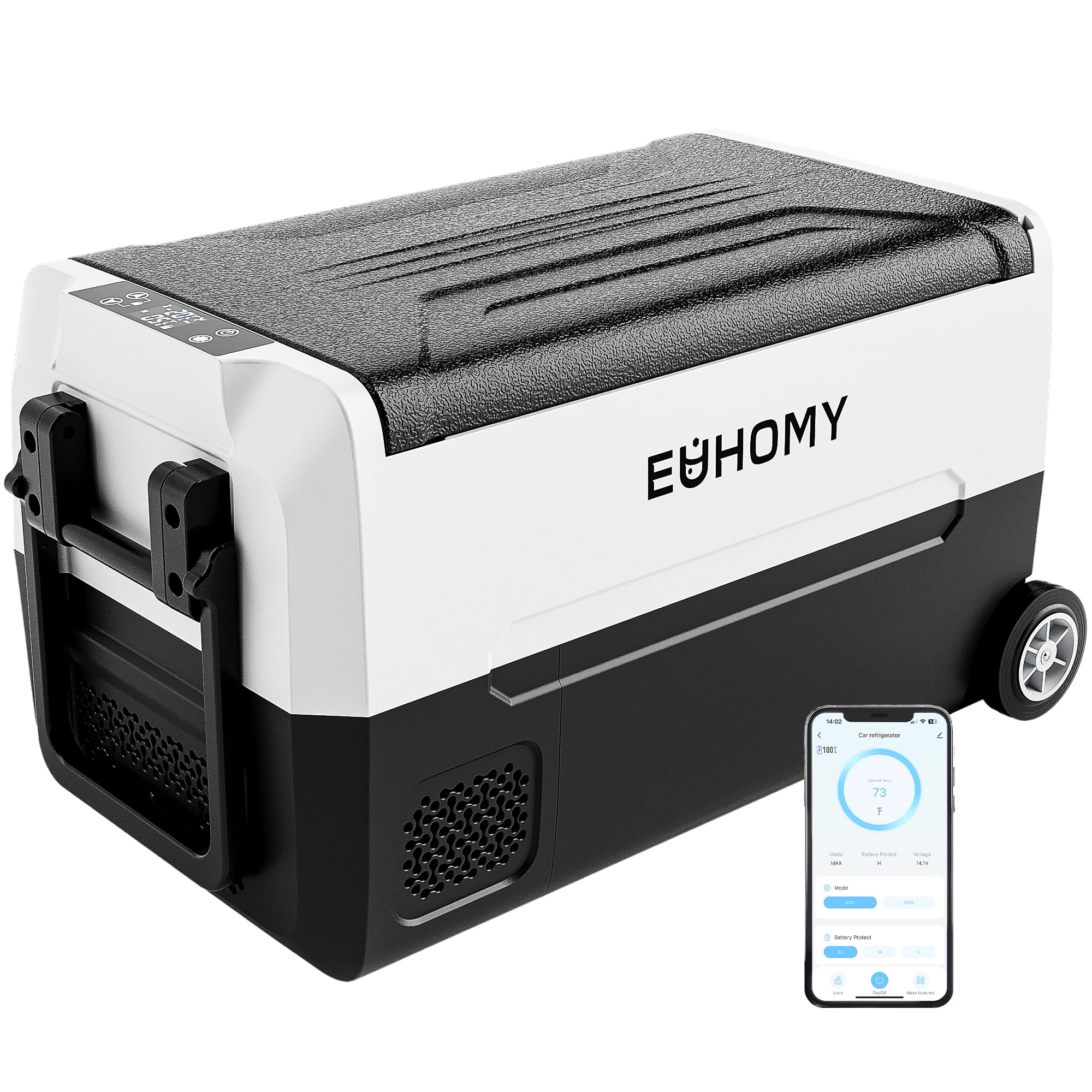 EUHOMY 12 Volt Refrigerator, 37QT(35L) 12V Fridge, Electric Cooler 12/24V DC 120-240V AC -4℉~68℉, 12V Freezer Removable Divider, Car Fridge For Camping, RV, Travel, Fishing, Outdoor