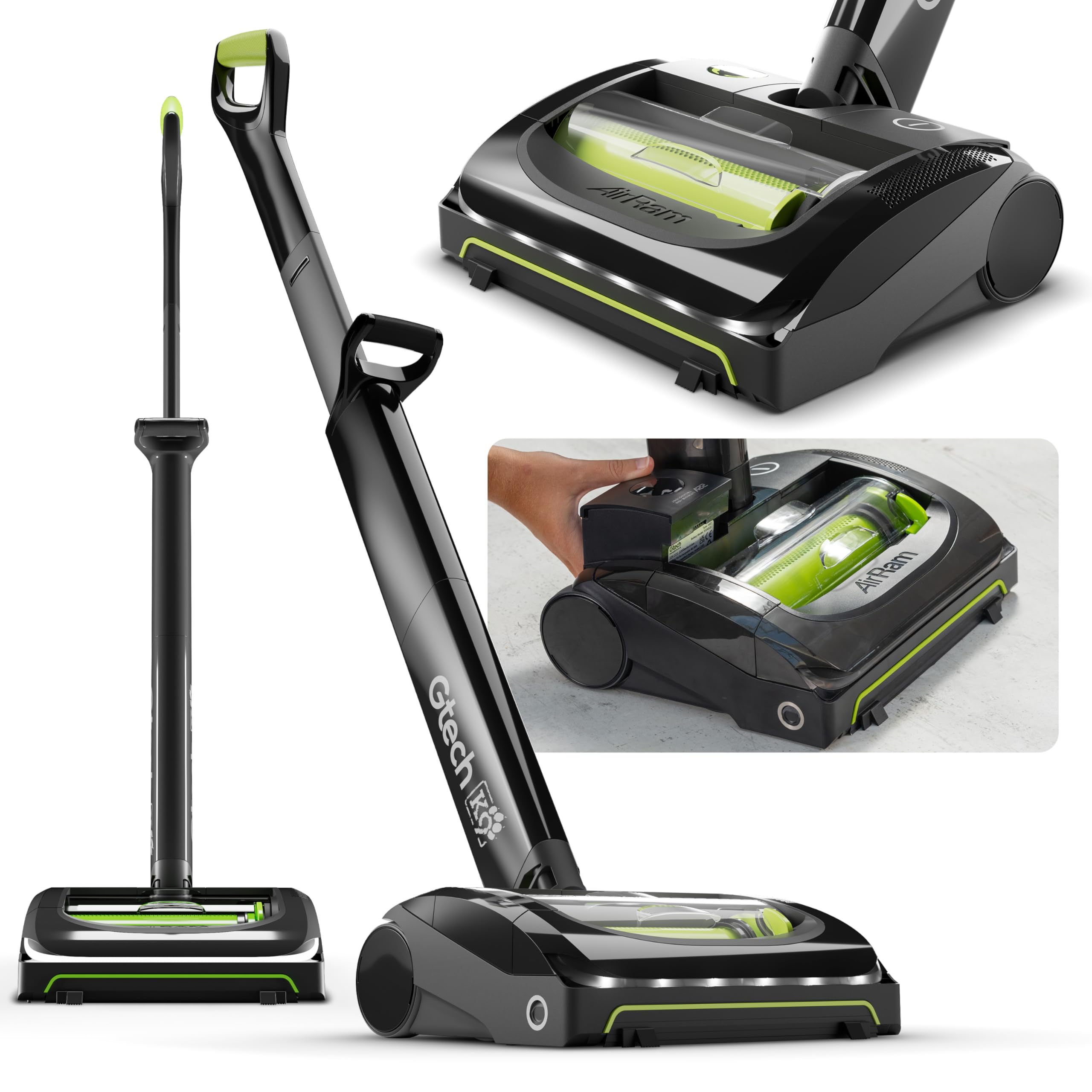 Gtech AirRAM 2 K9 Cordless Vacuum Cleaner with Scented Cartridges - Removes Tough Pet Hair - Perfect for Carpet and Hardwood Floors - Rechargeable 22v Li-ion Battery - Lightweight (7 lbs.)