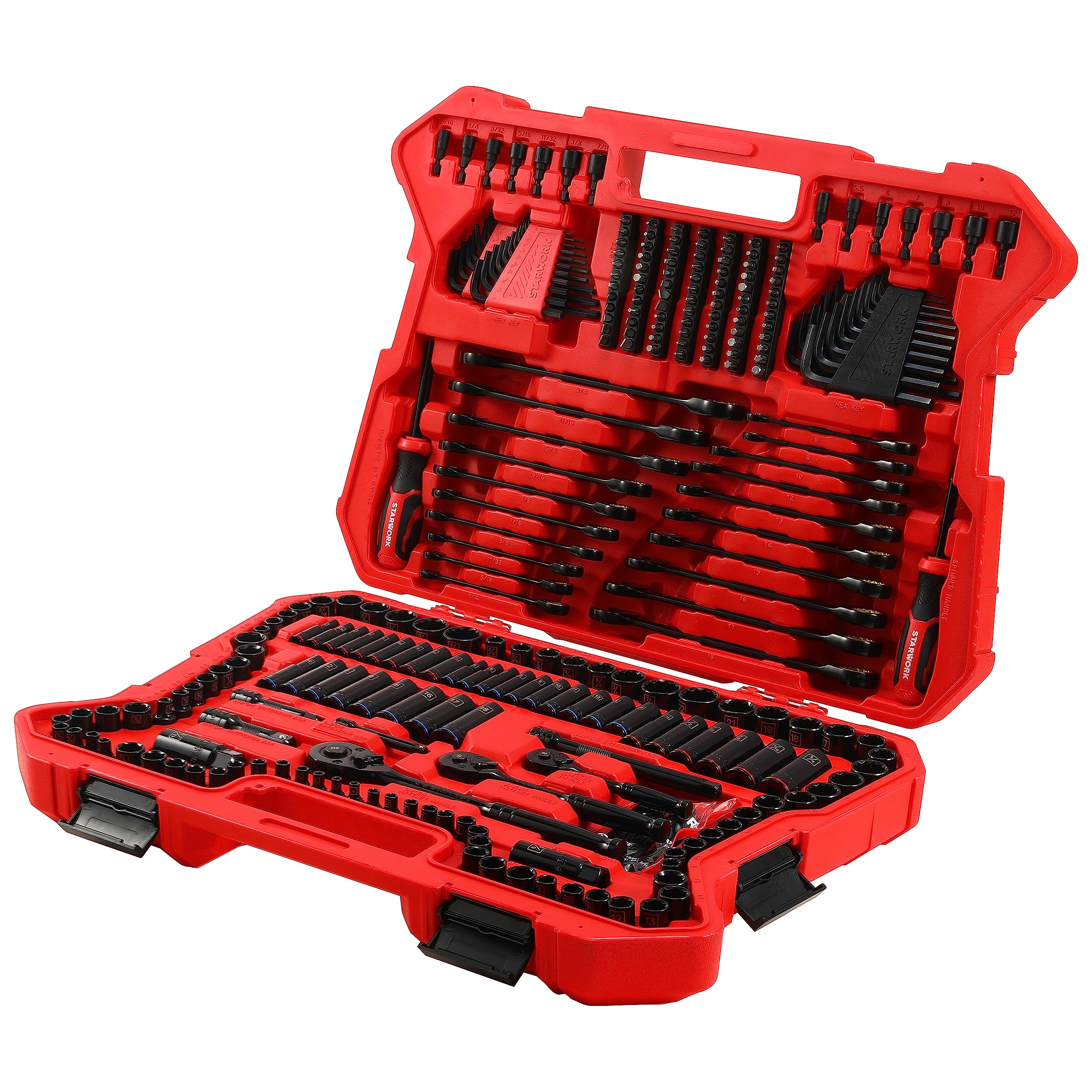 STARWORK TRUE MECHANIC 303-Piece Mechanics Tool Set, 120T Ratcheting Wrench, Professional, SAE/Metric