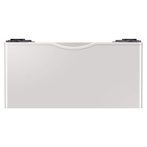 SAMSUNG 27-Inch Washer Dryer Pedestal Stand w/ Pull Out Laundry Storage Drawer, Stainless Steel, WE402NE/A3, 28.1"D x 27"W x 14.2"H, Ivory