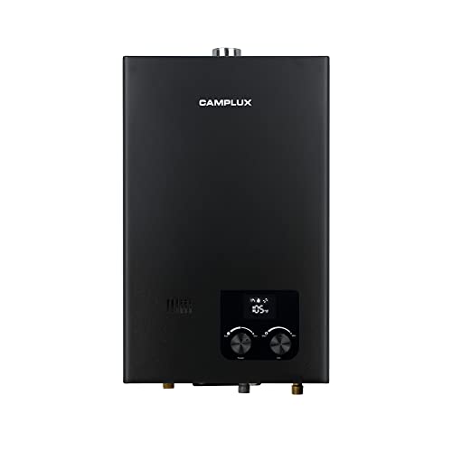 CAMPLUX Tankless Natural Gas Water Heater, 2.64 GPM Natural Gas Water Heater, Indoor, 68,000 BTU On Demand Instant Hot Water Heater, Black