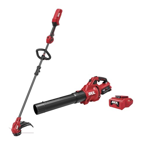 SKIL Brushless 40V 14" String Trimmer and 460CFM Blower Combo Kit Including 2.0Ah Battery and 60W Charger-CB1400C-11
