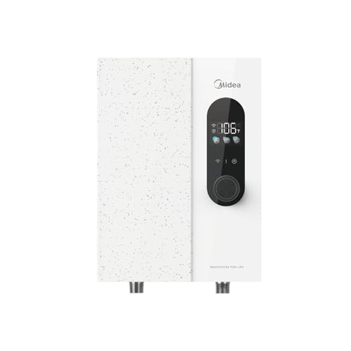 Midea 18KW Electric Tankless Water Heater, Touch Control, Wi-Fi Control, LED Display, Child Mode, 240 Volts with Automatic Power Modulation, On-demand Hot Water, White