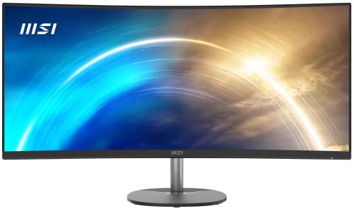 MSI Pro MP341CQ, 34" Monitor, 3440 x 1440(UWQHD) VA, 100Hz, TUV Certified Eyesight Protection, 4ms, Displayport, HDMI, Tilt, Black