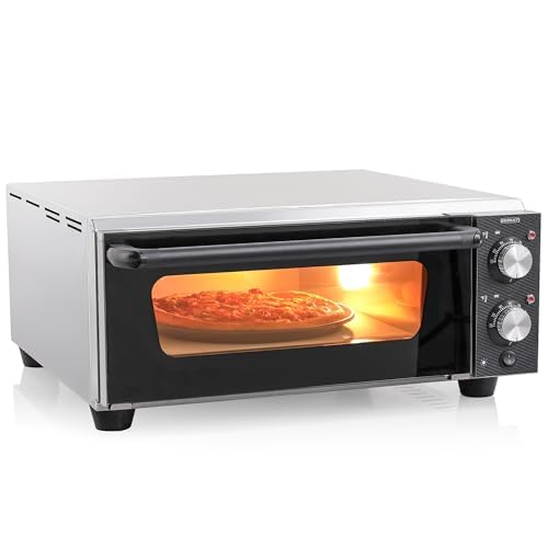 NUPANT Electric Pizza Oven Indoor Countertop Pizza Oven, 14'' Commercial Pizza Oven with Pizza Stone Multipurpose Stainless Steel Pizza Maker Machine for Home and Restaurant use 1800W/110V
