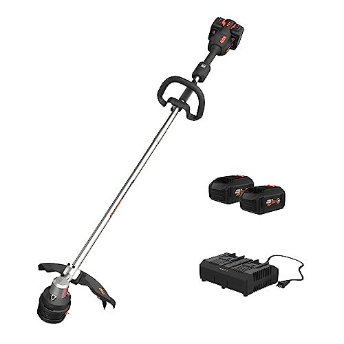 Worx Nitro 40V 15" Cordless String Trimmer with Brushless Motor, Powerful Grass Trimmer with Dual-Exit Bump-Feed Head, Lightweight Weed Trimmer Easy-Load Spool Head – Batteries & Charger Included