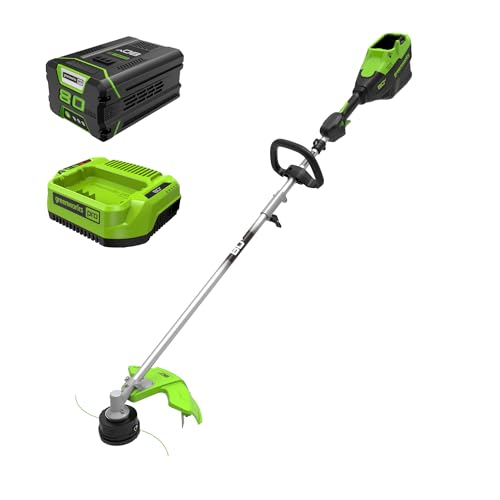Greenworks 80V 16" Brushless Cordless (Attachment Capable) String Trimmer, 2.5Ah Battery and Charger Included