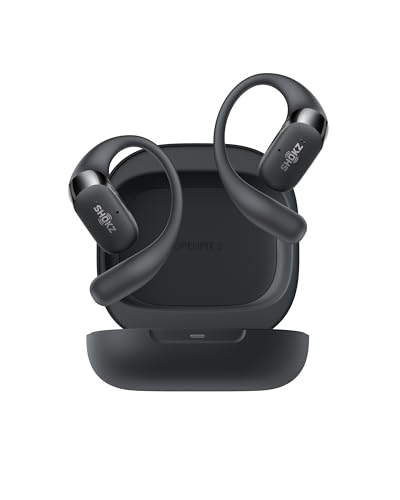 SHOKZ New OpenFit 2 Open-Ear Headphones, True Wireless Bluetooth Earphones with Microphone, Earhook Earbuds with 48 Hours of Playtime, Fast Charging, IP55 Water-Resistant, with Carrying Bag, Black