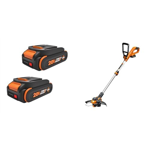 WORX 20V 2.0Ah Battery 2-pc Bundle & 12" Cordless String Trimmer & Lawn Edger Combo Kit (Battery & Charger Included)