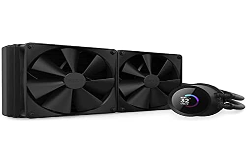 NZXT Kraken 280 - RL-KN280-B1-280mm AIO CPU Liquid Cooler - Customizable 1.54" Square LCD Display for Images, Performance Metrics and More - 2 x F140P Fans - Black