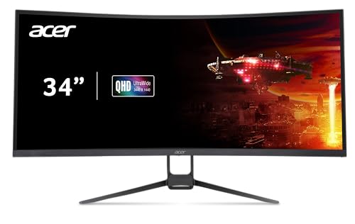 acer Nitro 34" UWQHD 3440 x 1440 1000R Curved PC Gaming Monitor | AMD FreeSync Premium | Up to 180Hz Refresh | Up to 0.5ms | AdobeRGB 90%| Delta E<2 | 1 x DP 1.2 & 2 x HDMI 2.0| EDA343CUR V3bmiippx