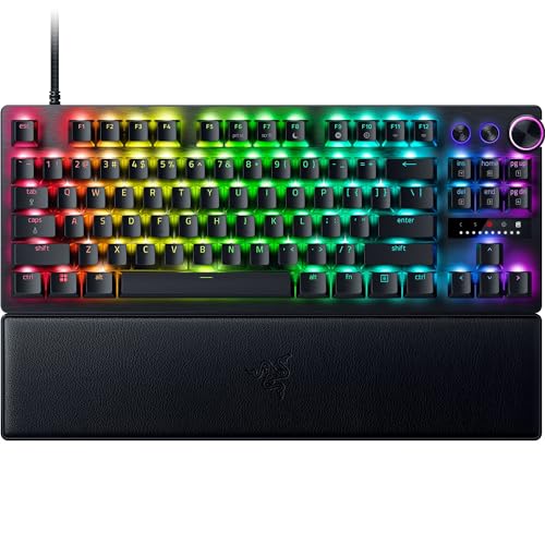 Razer Huntsman V3 Pro TKL Esports Gaming Keyboard: Analog Optical Switches - Razer Snap Tap - Rapid Trigger - Adjustable Actuation - Media Keys & Dial - Doubleshot PBT Keycaps - Wrist Rest - Black