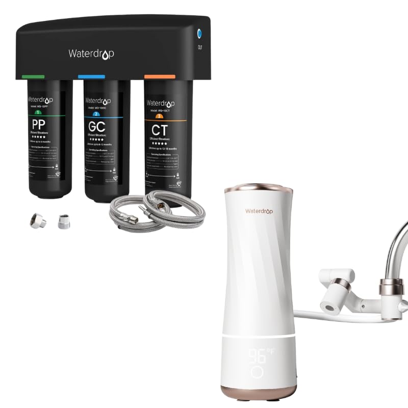 Waterdrop skincare face washer BFC1, nanoscale deep cleaning, frizz control hair care, anti hair loss, dental care, Skin care for teens and baby and Waterdrop TSA 8 Layer Under Sink Water Filter Syste