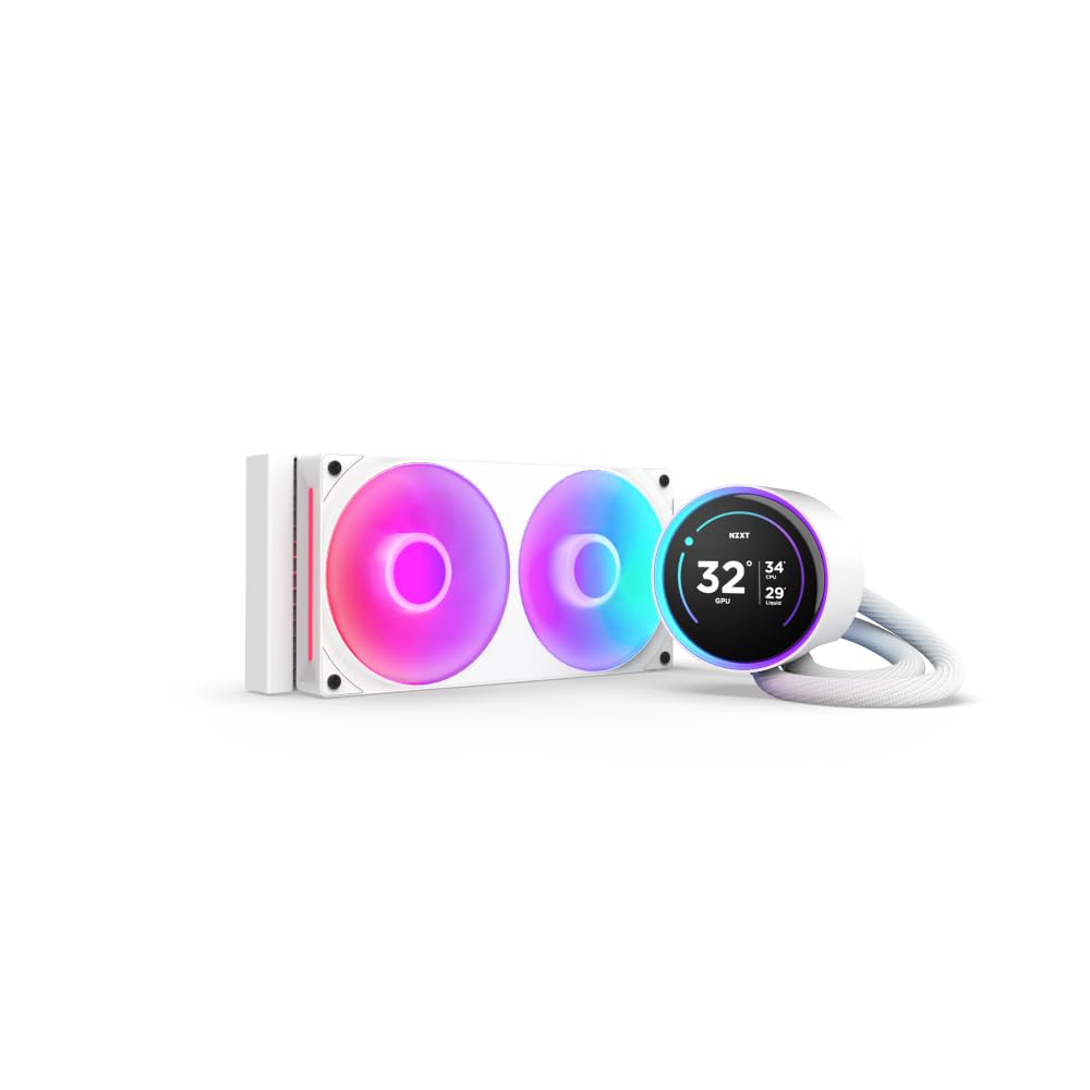 NZXT Kraken Elite 240 RGB 2024 - AIO CPU Liquid Cooler - 240mm Radiator - 2 x F120P Fans - Customizable 2.72" IPS LCD - NZXT Turbine Pump - AMD® AM5, AM4 - Intel® LGA 1851/1700, 1200/115X - White