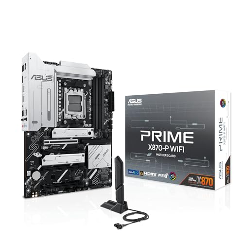 ASUS Prime X870-P WiFi AMD AM5 X870 ATX Motherboard 14+2+1 80A DrMOS Power Stages, DDR5, PCIe 5.0, PCIe 5.0 x16, Q-Release, 4X M.2, Wi-Fi 7, Q-Antenna, 2.5Gb LAN, USB4®, USB Type-C®, BIOS Flashback™
