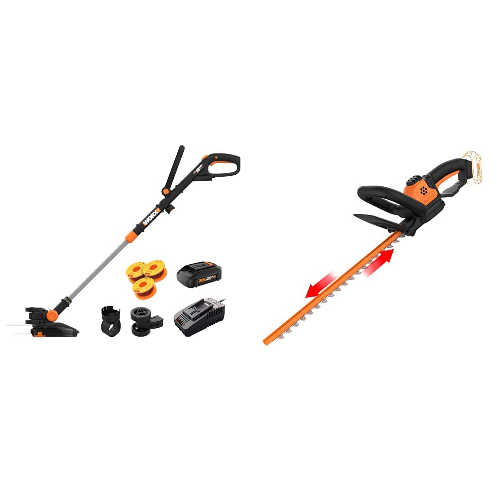 Worx GT Revolution 20V 12" String Trimmer/Edger/Mini-Mower (WG170.2) and WORX 20V 22" Cordless Hedge Trimmer (WG261.9)