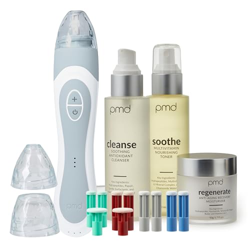 PMD Personal Microderm Elite Pro - At-Home Microdermabrasion Machine with Kit for Face and Body - Exfoliating Crystals and Vacuum Suction for Fresh and Radiant Skin - Three Speed and Suction Options