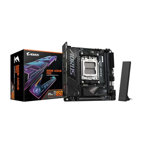 GIGABYTE B850I AORUS PRO AMD AM5 LGA 1718 Motherboard, Mini-ITX, DDR5, 2X M.2, PCIe 5.0, USB-C, WIFI7, 2.5GbE LAN, EZ-Latch, 5-Year Warranty