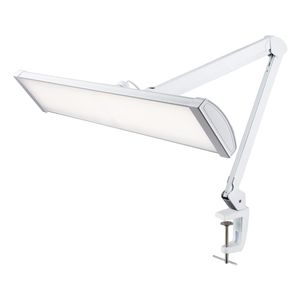 Neatfi Ultra 3,500 Lumen LED Desk Lamp, Color Correlated Temperature, 3 Light Modes, Dimmable, 45W, 26 Inch Wide Metal Shade, 540 SMD LEDs (CCT with Clamp, White)