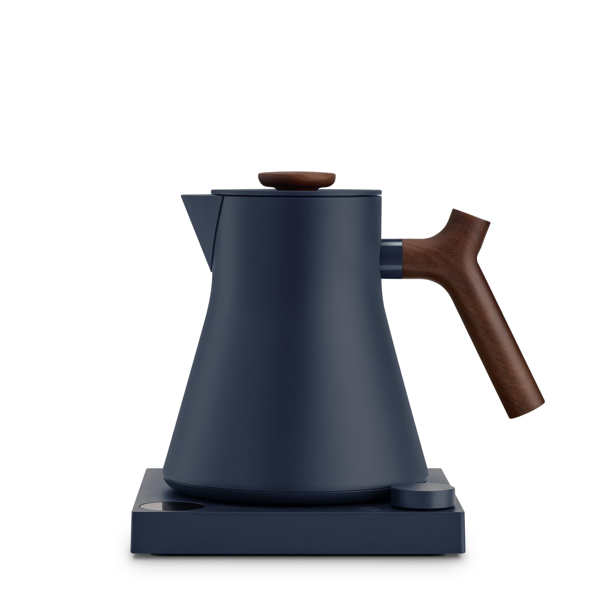Fellow Corvo EKG Pro Electric Tea Kettle - Quick Heating, Precise Temperature Control Electric Kettle, Scheduling, Built-in Brew Timer for Boiling Water - Stone Blue with Walnut Handle - 0.9 Liter