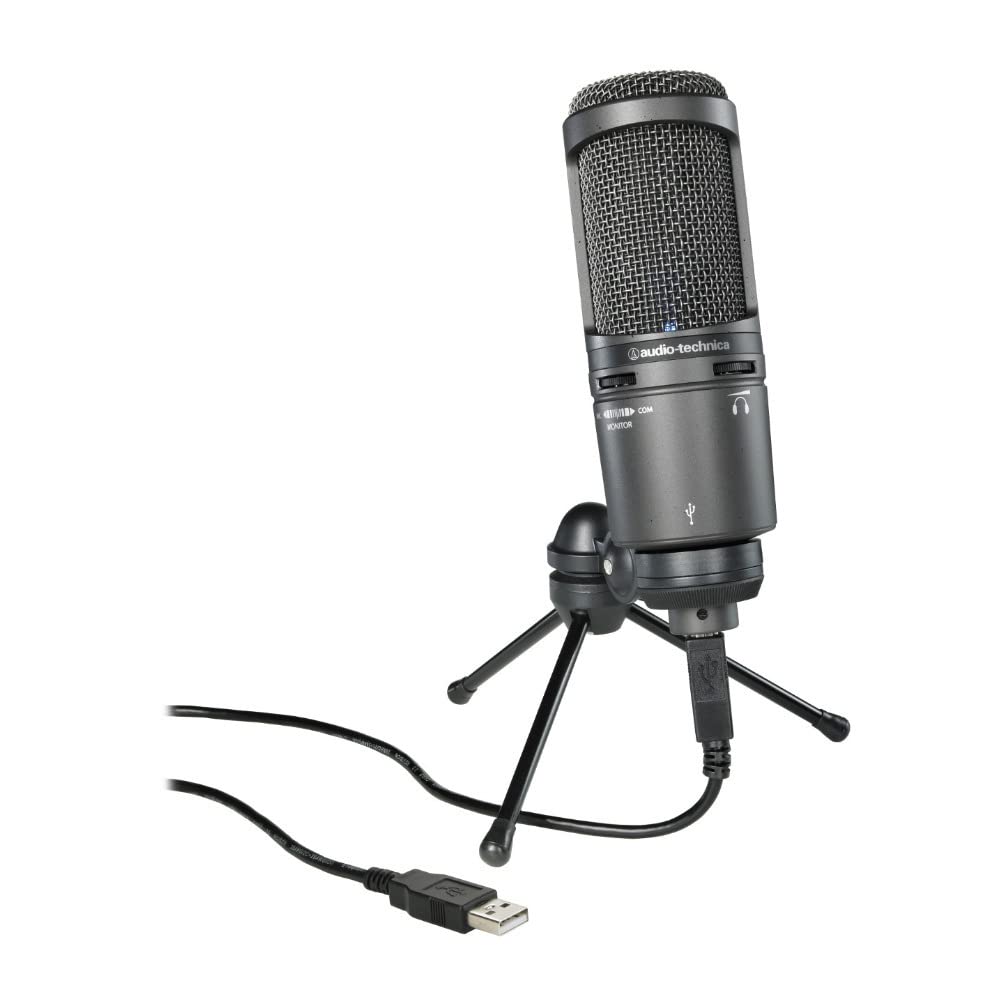 Audio-Technica AT2020USB+ Cardioid Condenser USB Microphone, With Built-In Headphone Jack & Volume Control, Perfect for Content Creators