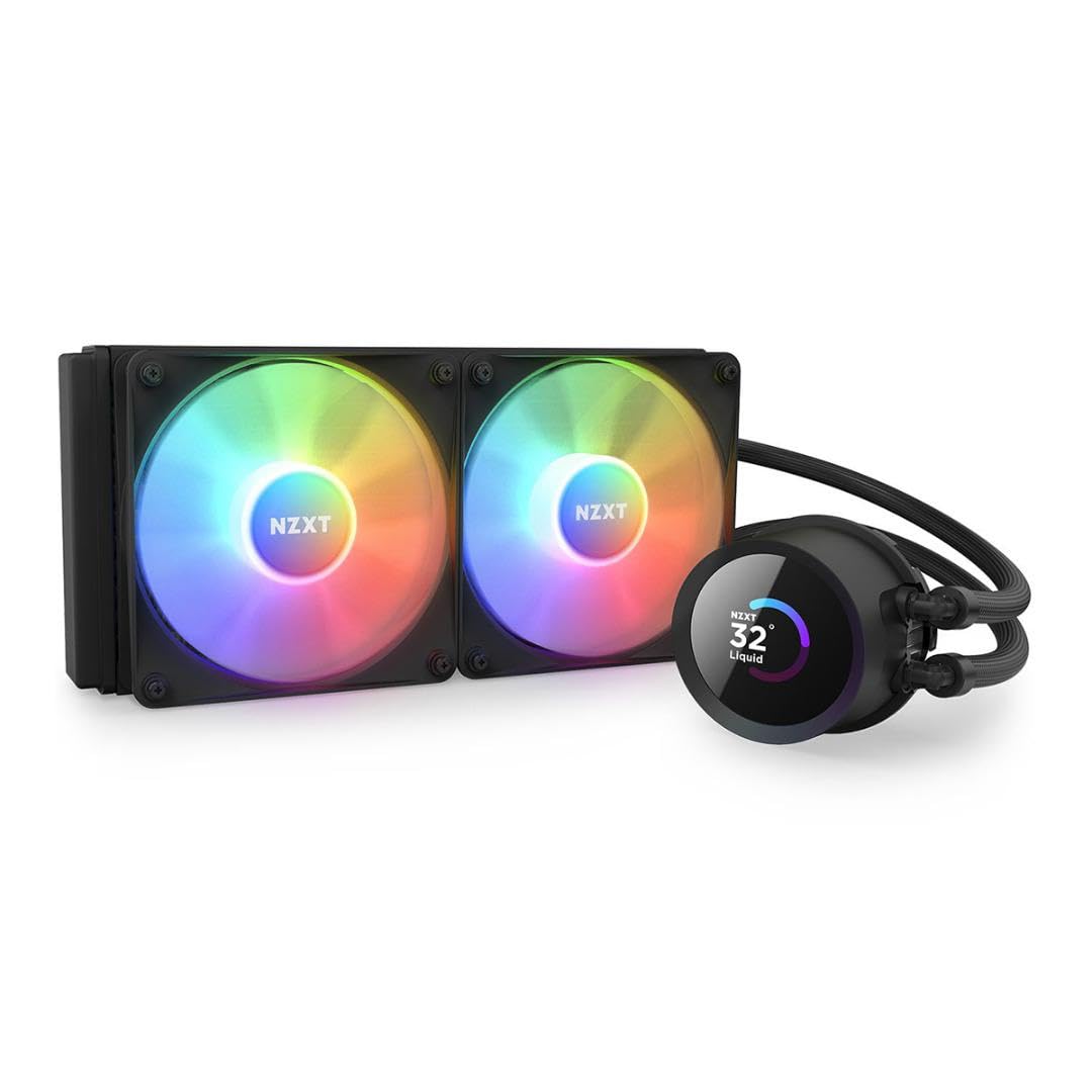 NZXT Kraken 240 RGB - RL-KR240-B1-240mm AIO CPU Liquid Cooler - Customizable 1.54" Square LCD Display for Images, Performance Metrics and More - 2 x F120 RGB Core Fans - Black