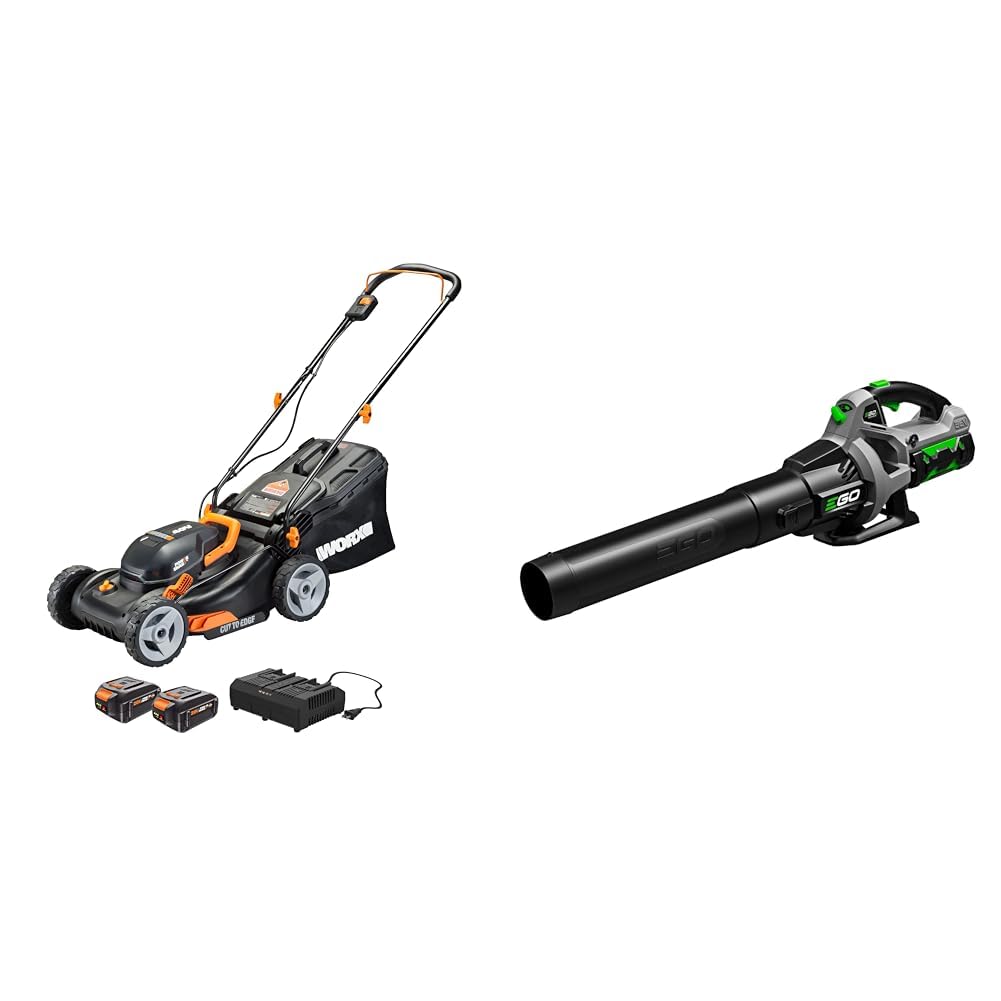 Worx 40V 17" Cordless Lawn Mower for Small Yards Bundle with EGO Power+ 56-Volt 530 CFM Cordless Leaf Blower