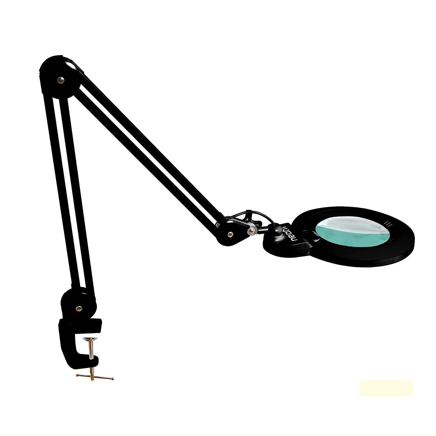 Neatfi XL Bifocals 1,200 Lumens LED Magnifying Lamp with Clamp, 3 Light Modes, Correlated Color Temperature Control (3000K-4500K-6000K), 12W, 120 Pcs SMD LED (Black, 6 Inch Lens)