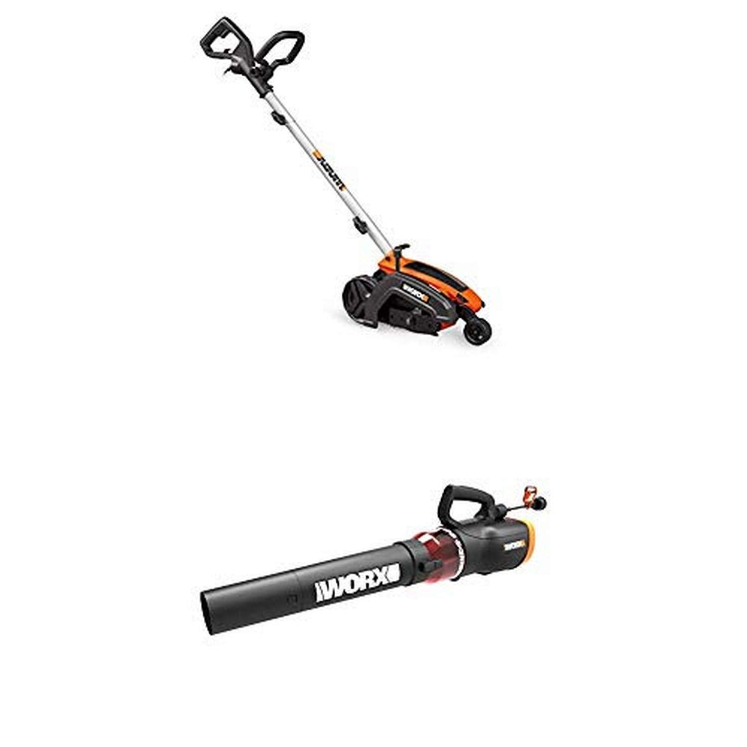 WORX WG896 12 Amp 7.5" Electric Lawn Edger & Trencher w/Turbine 600 Electric Leaf Blower