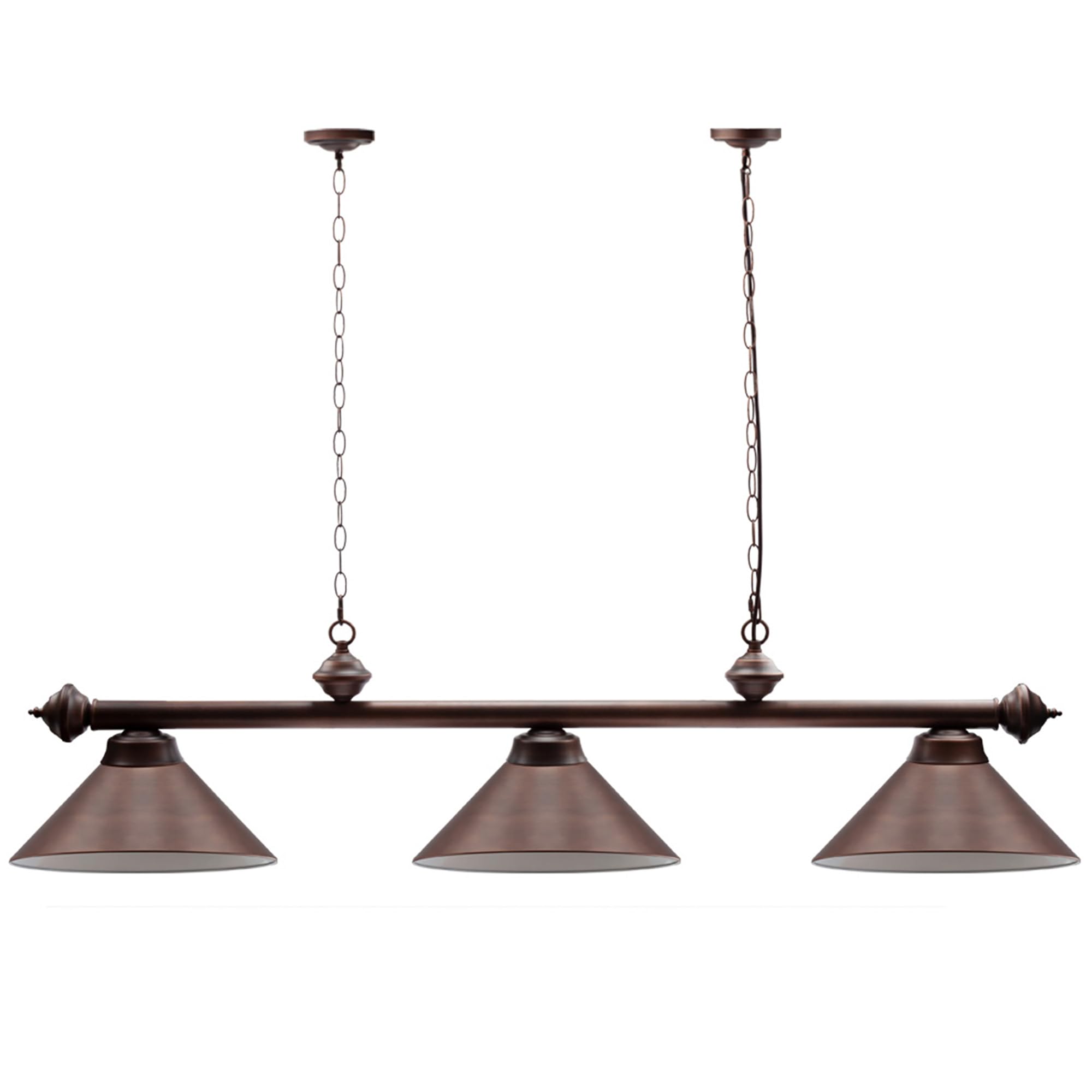 GSE Games & Sports Expert Pool Table Light, Hanging Billiard Light for 7ft/8ft Pool Tables with 3 Metal Lamp Shades for Billiards Room (Oil Rubbed Bronze)
