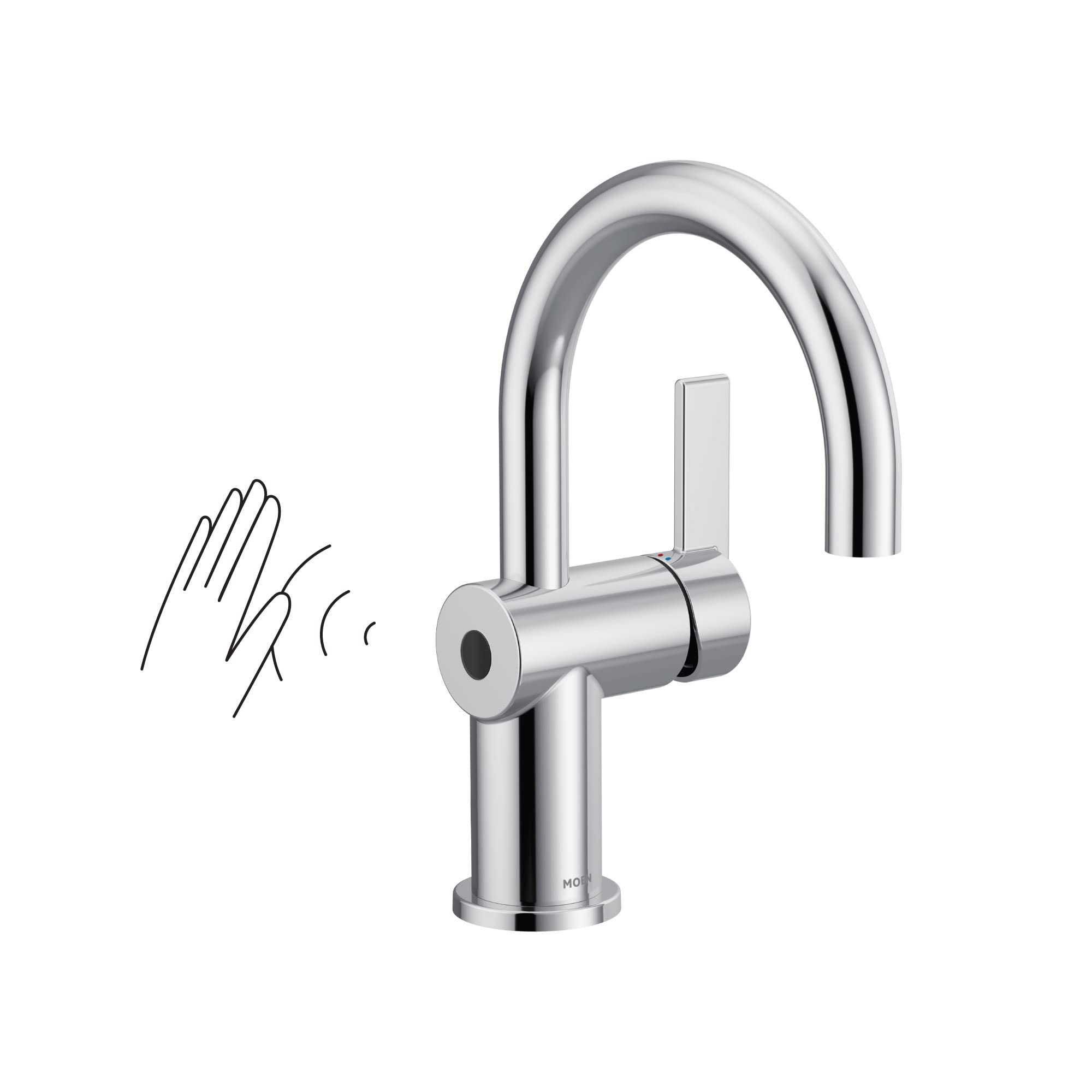 Moen Cia Chrome Motionsense Wave Touchless Single Handle Bathroom Sink Faucet, 6221EW