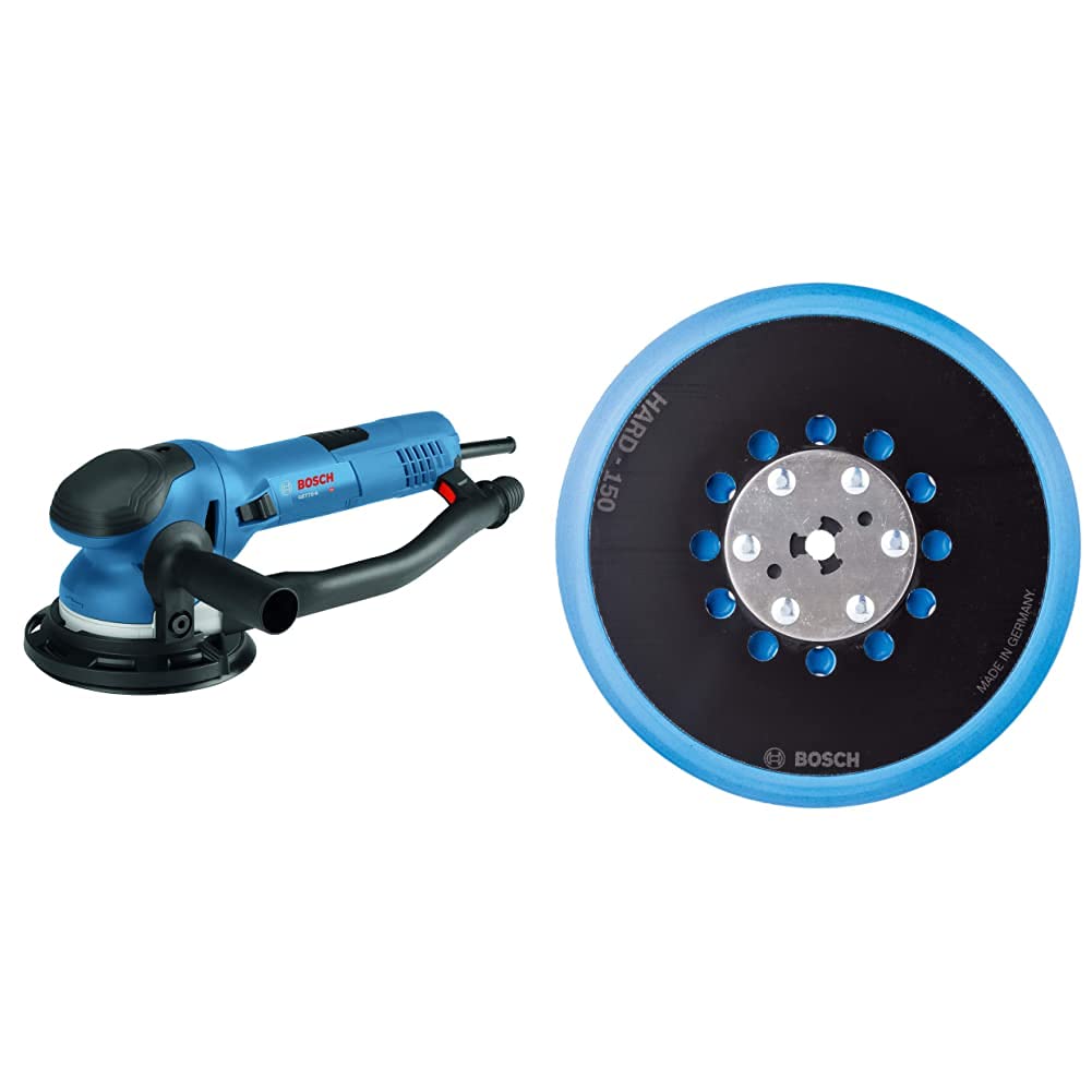BOSCH Power Tools - GET75-6N - Electric Orbital Sander, Polisher - 7.5 Amp, Corded, 6"" Disc Size with BOSCH RSM6046 6 In. Hard Hook-and-Loop Multi-Hole Sanding Pad
